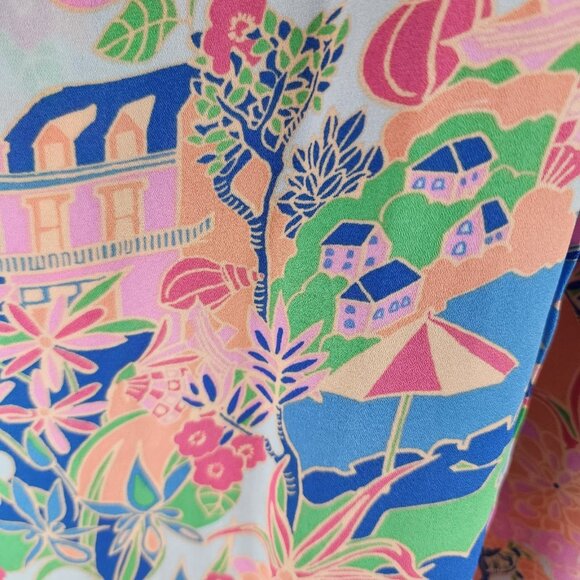 Rose + Olive Blouse Womens 2X Plus Multi Novelty Print Shirt NWT - Picture 6 of 8